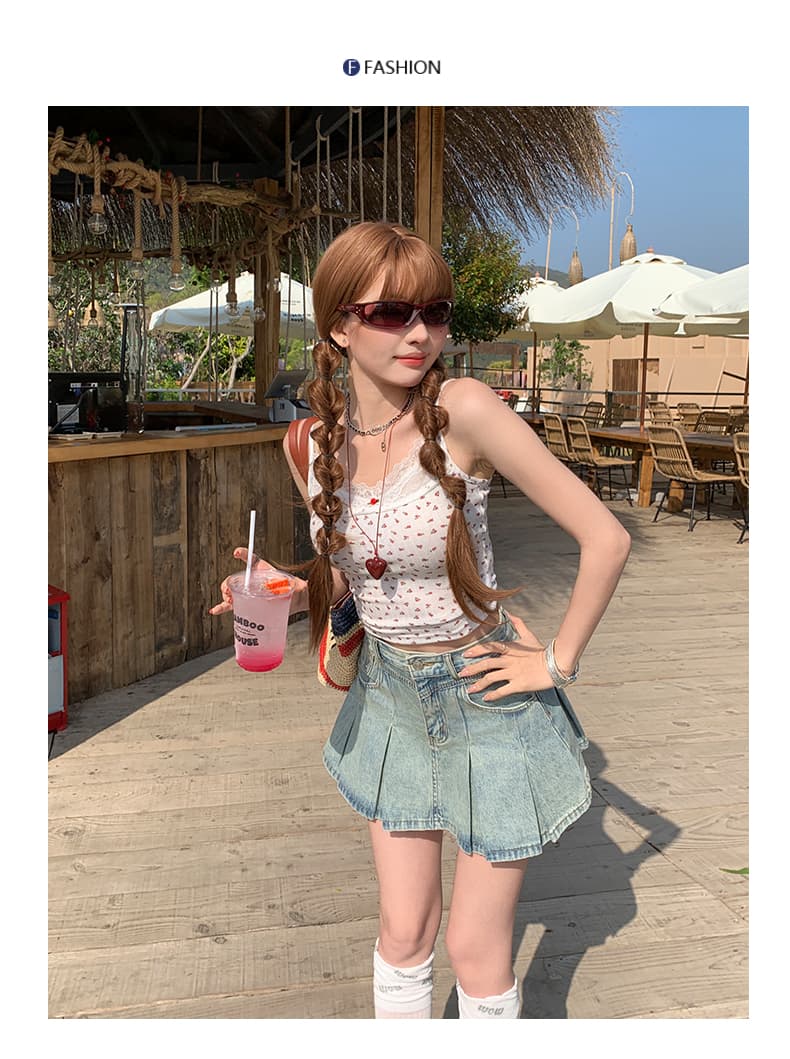 됐어. 개체 높은 품질 봄 여름 슬림해 보이는 데님 미니 스커트 여성 하늘색 하이웨이스트 미니멀리즘 a 단어 플리츠 반신 스커트 상세 이미지 28