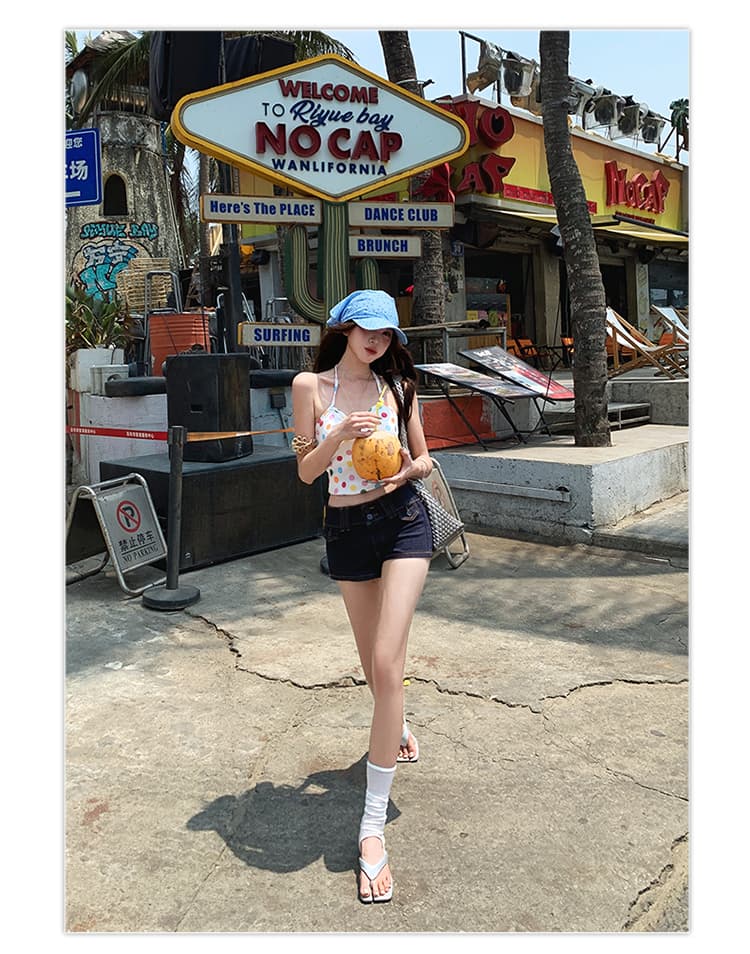 남쪽 기름 높은 품질 여름 슬림화 트렌드 반바지 아메리칸 레트로 핏 스타일 적합 허리 엉덩이 외국 가스 캐주얼 핫 바지 상세 이미지 7