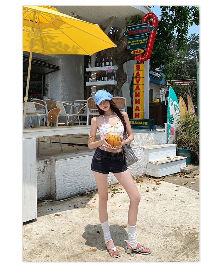 남쪽 기름 높은 품질 여름 슬림화 트렌드 반바지 아메리칸 레트로 핏 스타일 적합 허리 엉덩이 외국 가스 캐주얼 핫 바지 상세 이미지 10
