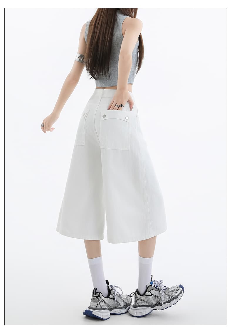 흔들어서 톤 폭발 여름 밝은 색 데님 바지 아메리칸 루즈핏 자르기 편안함 통기성 연령 감소 7부 바지 상세 이미지 24