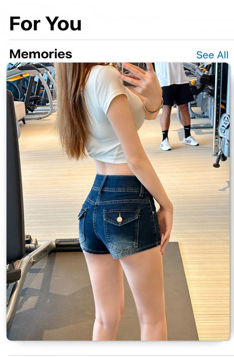 한 부서 핫걸 그냥 필요 부드럽다 통기성 아니요 심심한 다리 일상 거리 밖 슬림해 보이는 데님 반바지 상세 이미지 3