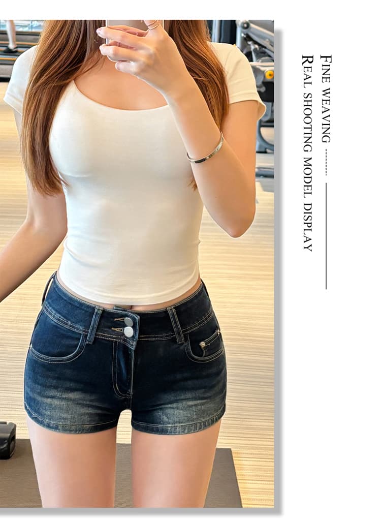 한 부서 핫걸 그냥 필요 부드럽다 통기성 아니요 심심한 다리 일상 거리 밖 슬림해 보이는 데님 반바지 상세 이미지 13