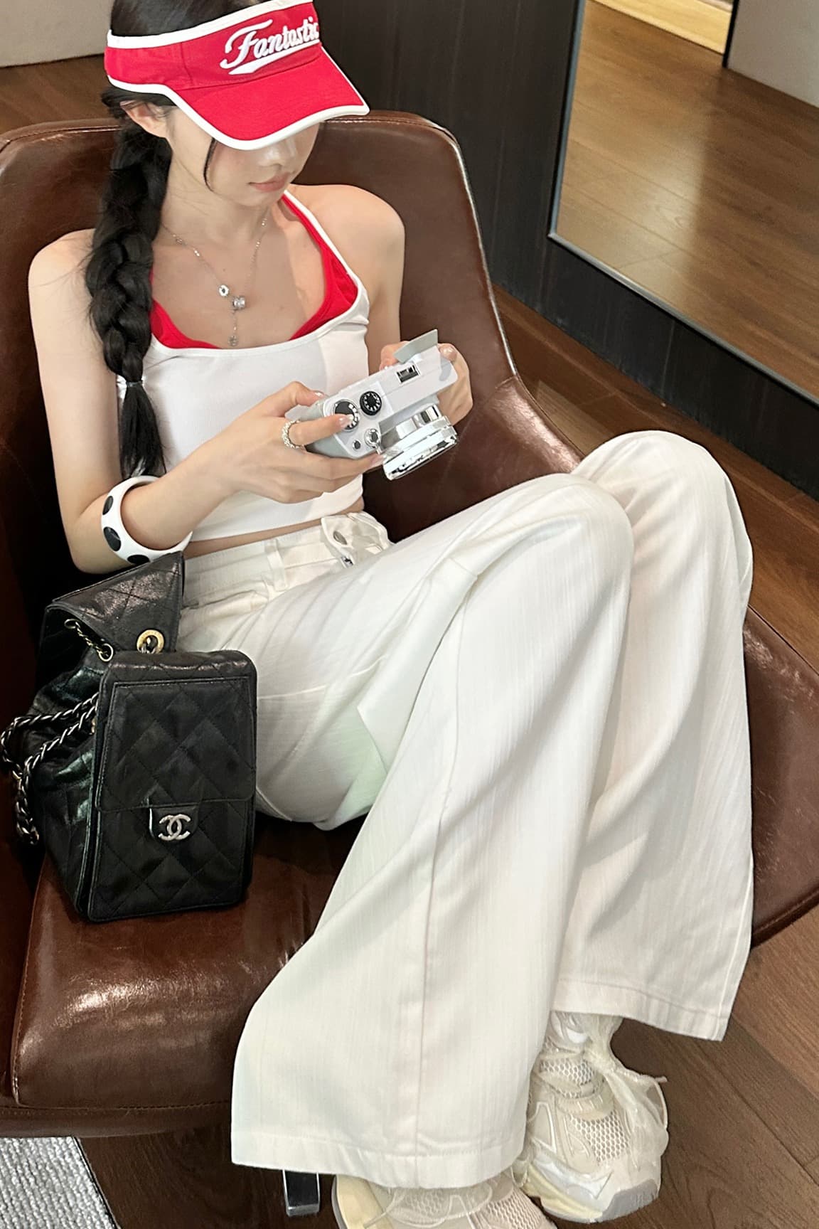 생방송 주간 실크 차가운 청바지 아메리칸 레트로 하이웨이스트 섹션 루즈핏 넓은 다리 도루 센스 바닥 청소 바지 이미지 6
