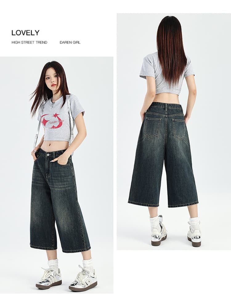 국경 간 아메리칸 바람 데님 바지 봄 여름 켜기 새로운 레트로 스트레이트 루즈핏 넓은 다리 슬림해 보이는 섹션 상세 이미지 13