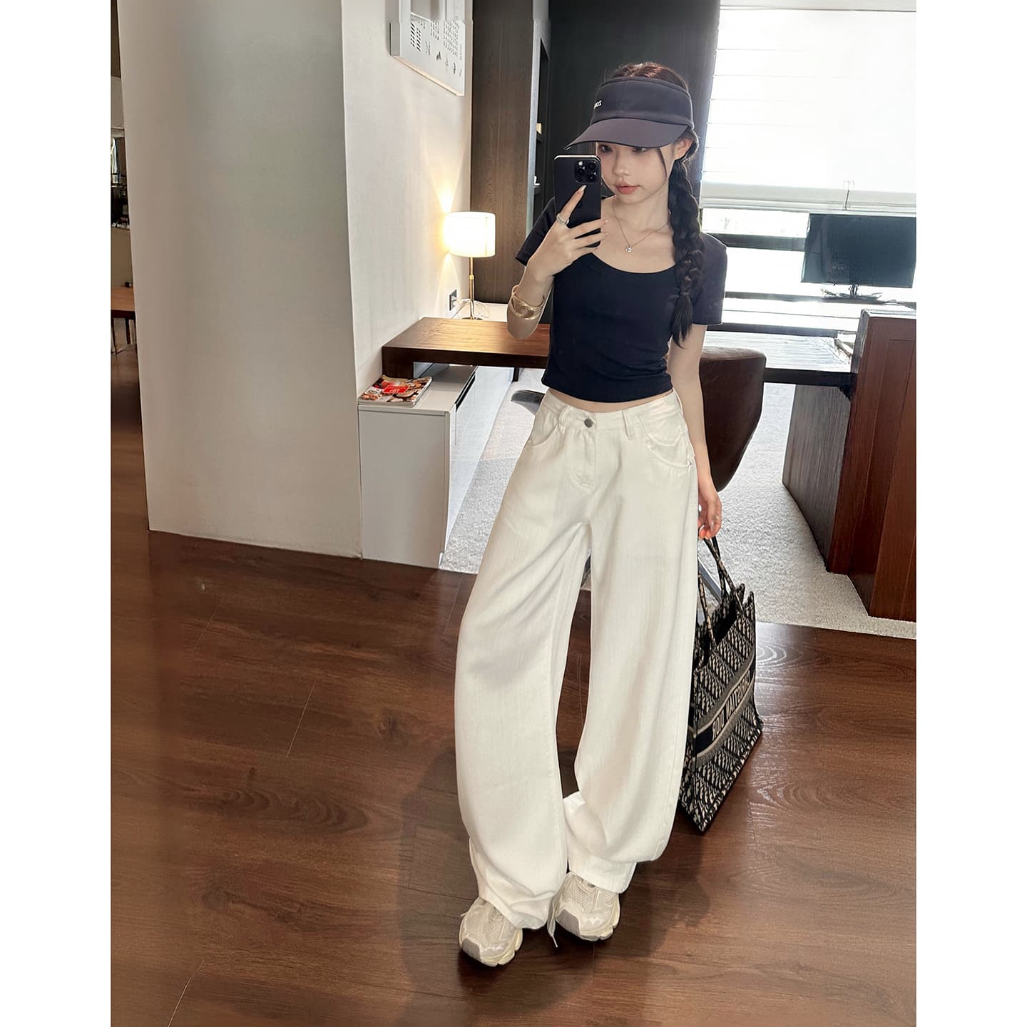 일본식 넓은 다리 모통이 칼 바지 등 허리 부서 버클 수 있습니다. 조정 아메리칸 캐주얼 다용도 데님 바지
