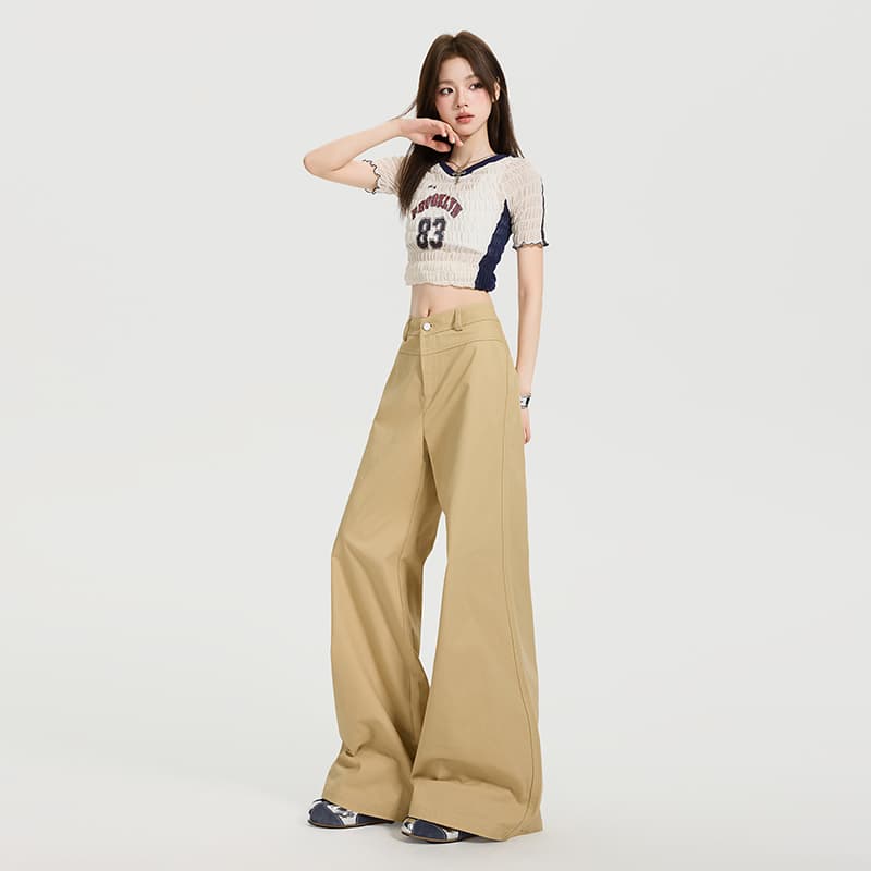 한국 싱글 루즈핏 스트레이트 카키 캐주얼 바지 우아한 악당 오래된 돈 스타일 사랑 미학 레트로 익스트림 제인 바지 이미지 2