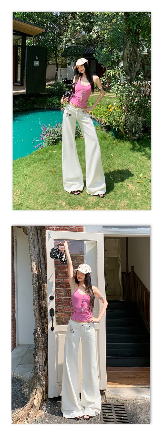 한국 동대문 여성 의류 베이지 색 부츠컷 긴 바지 아메리칸 로우 웨이스트 스트레이트 섹션 니스 슬림해 보이는 26 여름 새로운 상세 이미지 7