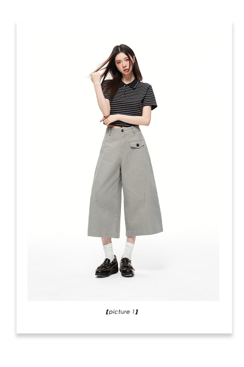샤오홍 예약하기 추천 대나무 마디 질감 워싱 캐주얼 바지 면 100% 원단 여름 새로운 하이웨이스트 아주 강인한 7부 바지 상세 이미지 15