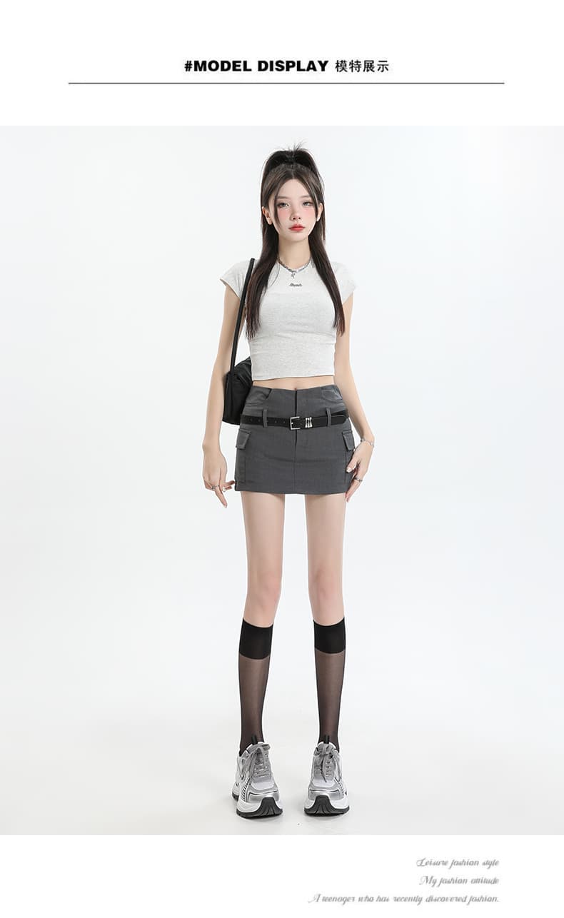 흔들어서 톤 폭발 여름 트렌드 몸매 가꾸기 타이트 스커트 미니 스커트 보너스 벨트 디자인 핫걸 일상 분위기 센스 반신 스커트 상세 이미지 10