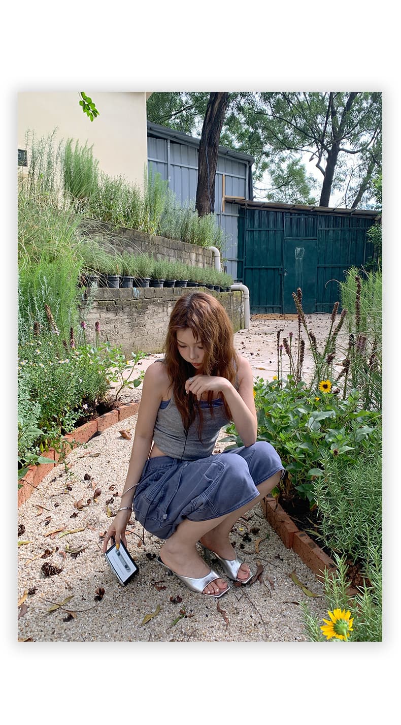 한 부서 거리 아메리칸 레트로 워크웨어 7부 바지 여성 기타 주머니 디자인 루즈핏 도루 센스 다용도 넓은 다리 청바지 상세 이미지 18
