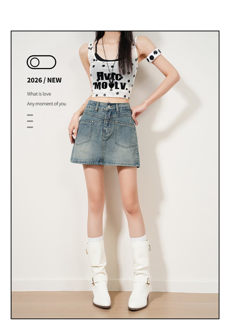됐어. 개체 높은 품질 소녀 활력 한 스타일 연령 감소 대 용량 주머니 몸매 가꾸기 a 단어 작은 대중 미니 스커트 상세 이미지 2