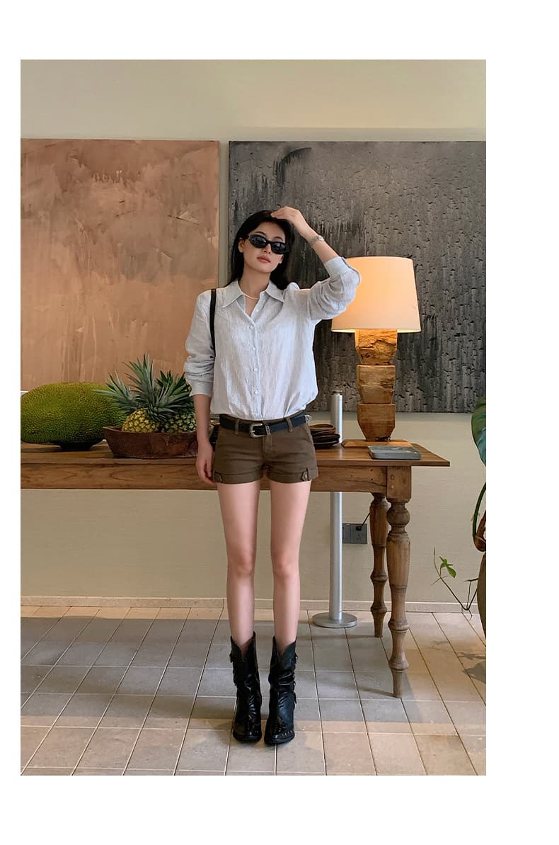 남쪽 기름 높은 품질 26 여름 푸켓 핫걸 바람 반바지 워싱 마 오래된 데님 패브릭 길쭉한 비율 핫 바지 상세 이미지 8