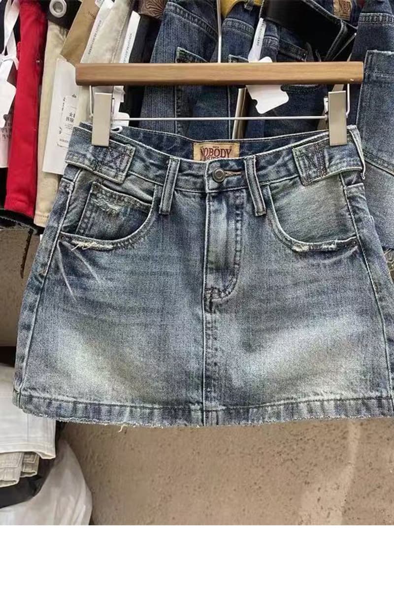 한 부서 워싱 연삭 화이트 하이웨이스트 거친 가장자리 핫걸 연령 감소 노력 없음 데님 미니 스커트 darim 한국 동대문 여성 의류 이미지 6