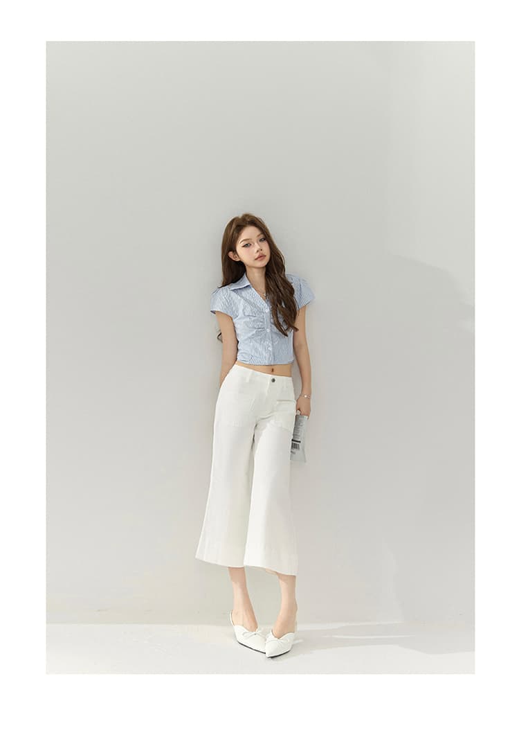 일본식 봄 여름 새로운 오래된 돈 바람 부츠컷 7 점 청바지 아메리칸 레트로 출퇴근 다용도 슬림해 보이는 나팔 바지 상세 이미지 10