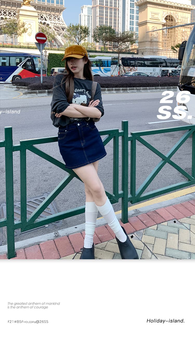 흔들어서 톤 폭발 익스트림 제인 한 여성 거리 밖 필수 달콤한 차가운 슬림해 보이는 데님 미니 스커트 이중층 안감 아니요 어색한 상세 이미지 1