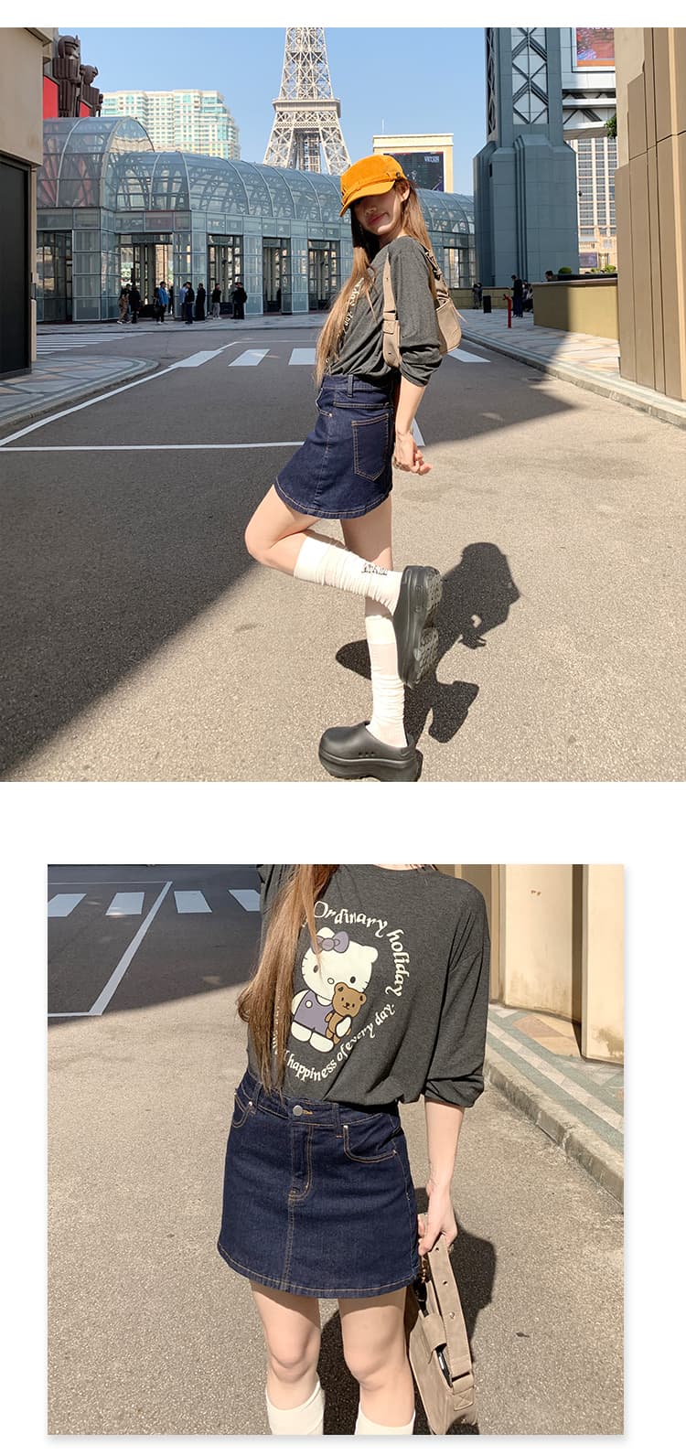 흔들어서 톤 폭발 익스트림 제인 한 여성 거리 밖 필수 달콤한 차가운 슬림해 보이는 데님 미니 스커트 이중층 안감 아니요 어색한 상세 이미지 5