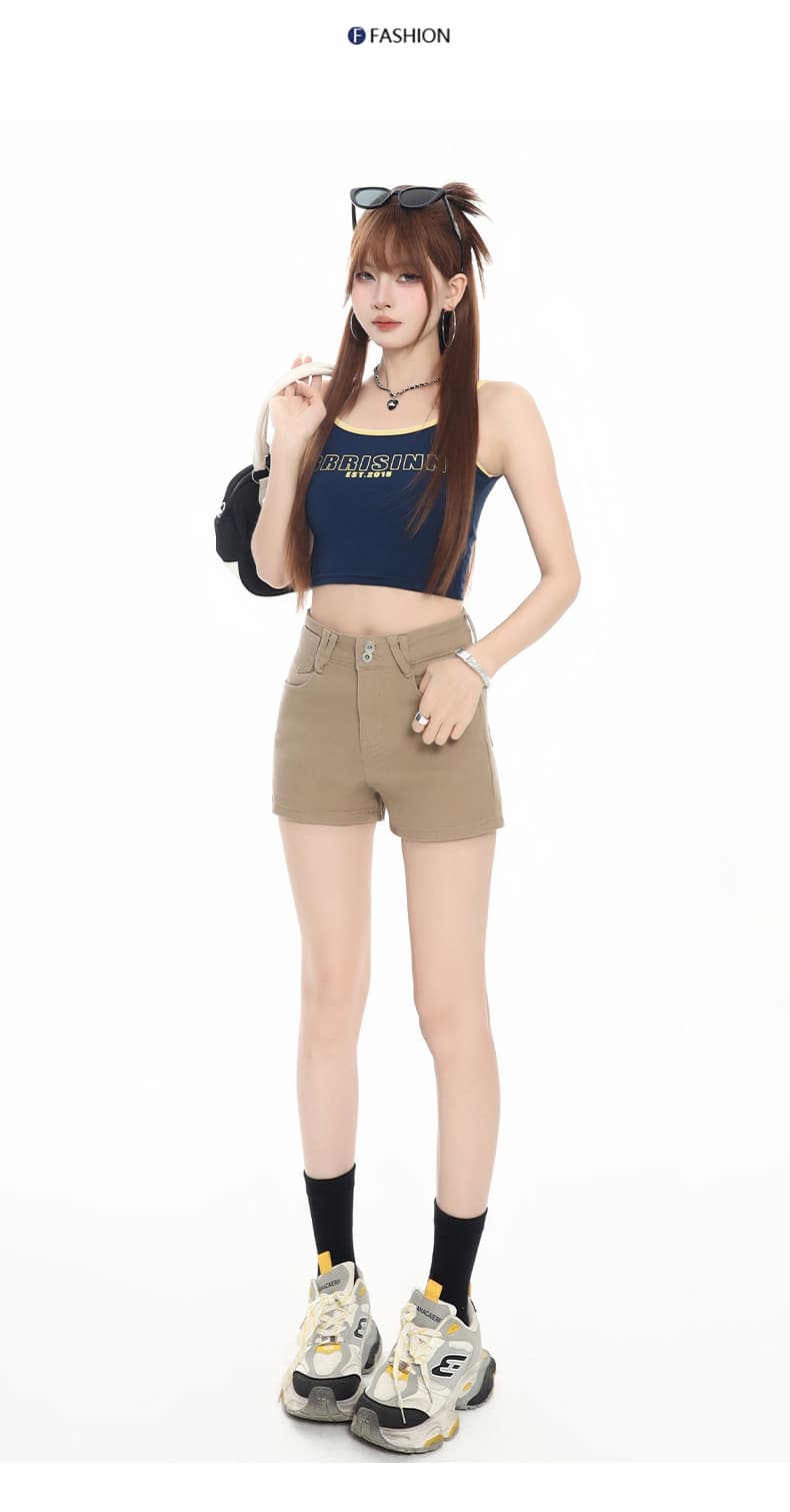 한 부서 4 가지 색상 선택 사항 아메리칸 핫걸 데님 반바지 봄 여름 하이웨이스트 자르기 디스플레이 다리 길이 일상 외출용 핫 바지 상세 이미지 8