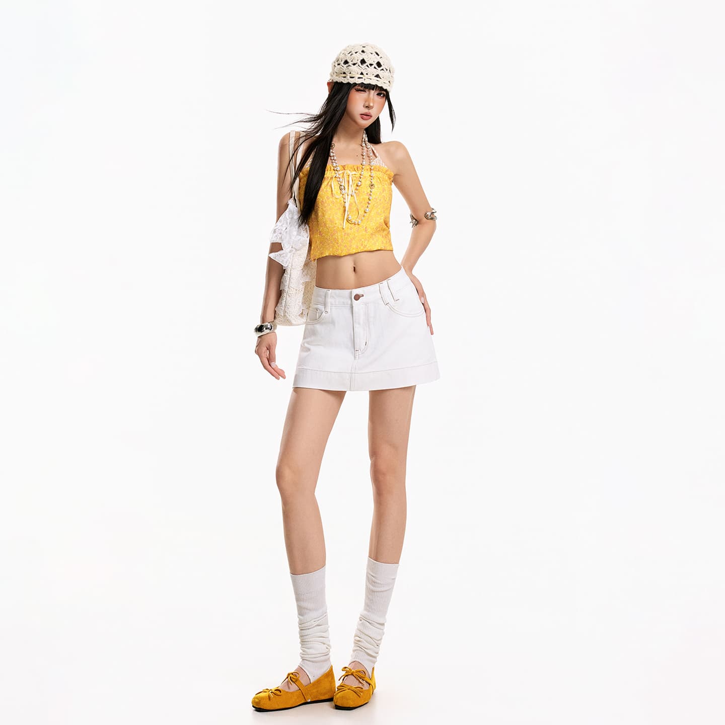 샤오홍 예약하기 추천 아메리칸 데님 미니 스커트 순면 부드럽다 원단 하이웨이스트 표지 고기 슬림해 보이는 a 단어 반신 스커트