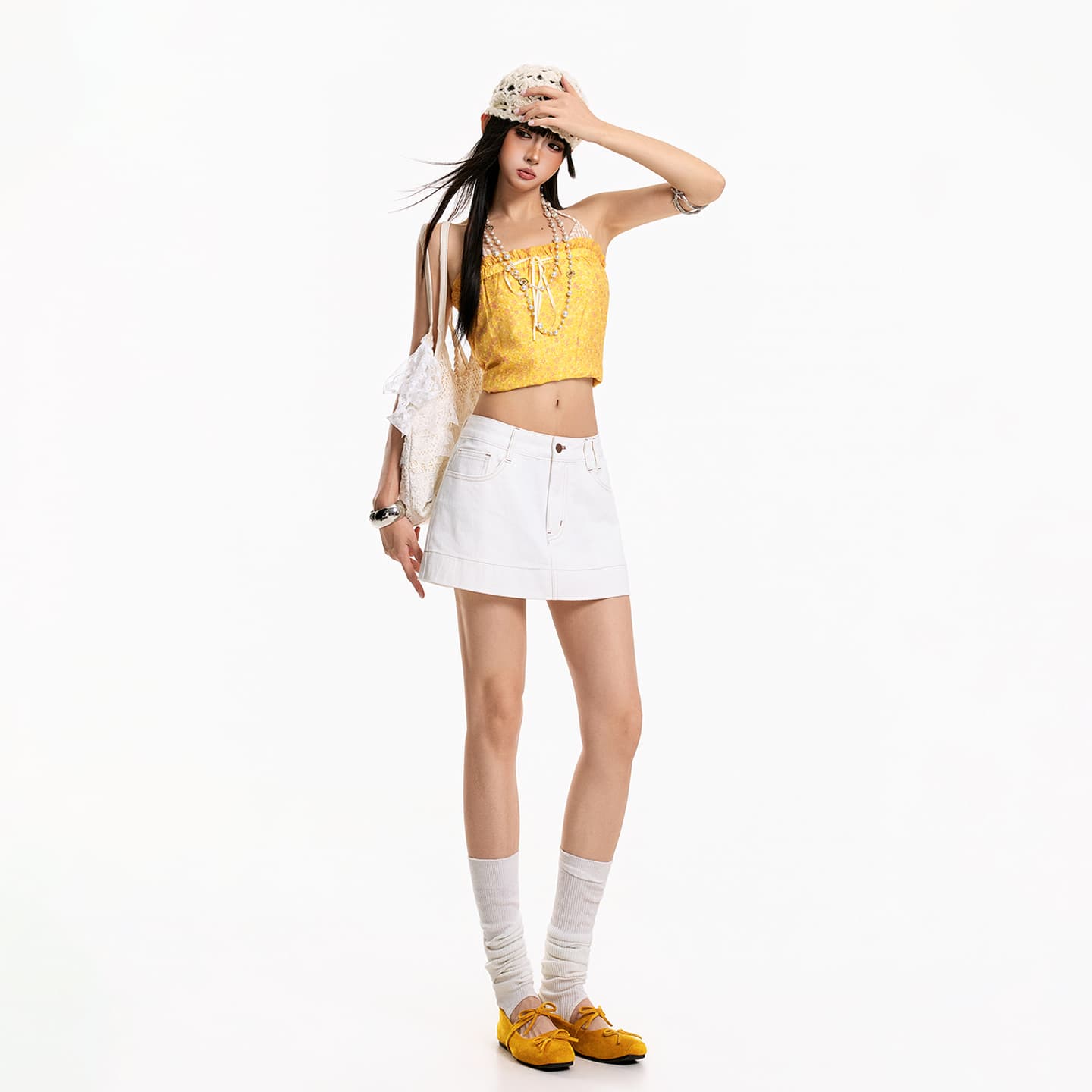 샤오홍 예약하기 추천 아메리칸 데님 미니 스커트 순면 부드럽다 원단 하이웨이스트 표지 고기 슬림해 보이는 a 단어 반신 스커트 이미지 2