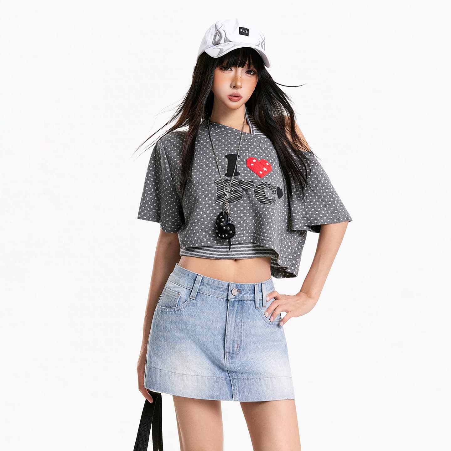 한국 싱글 레트로 워싱 순면 데님 미니 스커트 여성 아메리칸 핫걸 하이웨이스트 한 마디 노출 방지 다용도 반신 스커트