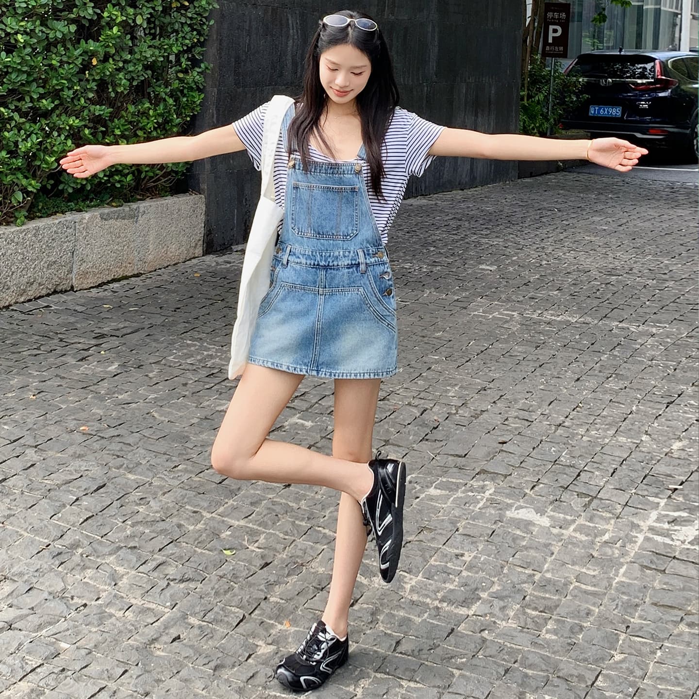 됐어. 개체 높은 품질 레트로 소녀 바람 일상 외국 가스 좋아 보인다. 내구성이 강한 국방 퇴색하다 데님 멜빵 핫 바지 이미지 4