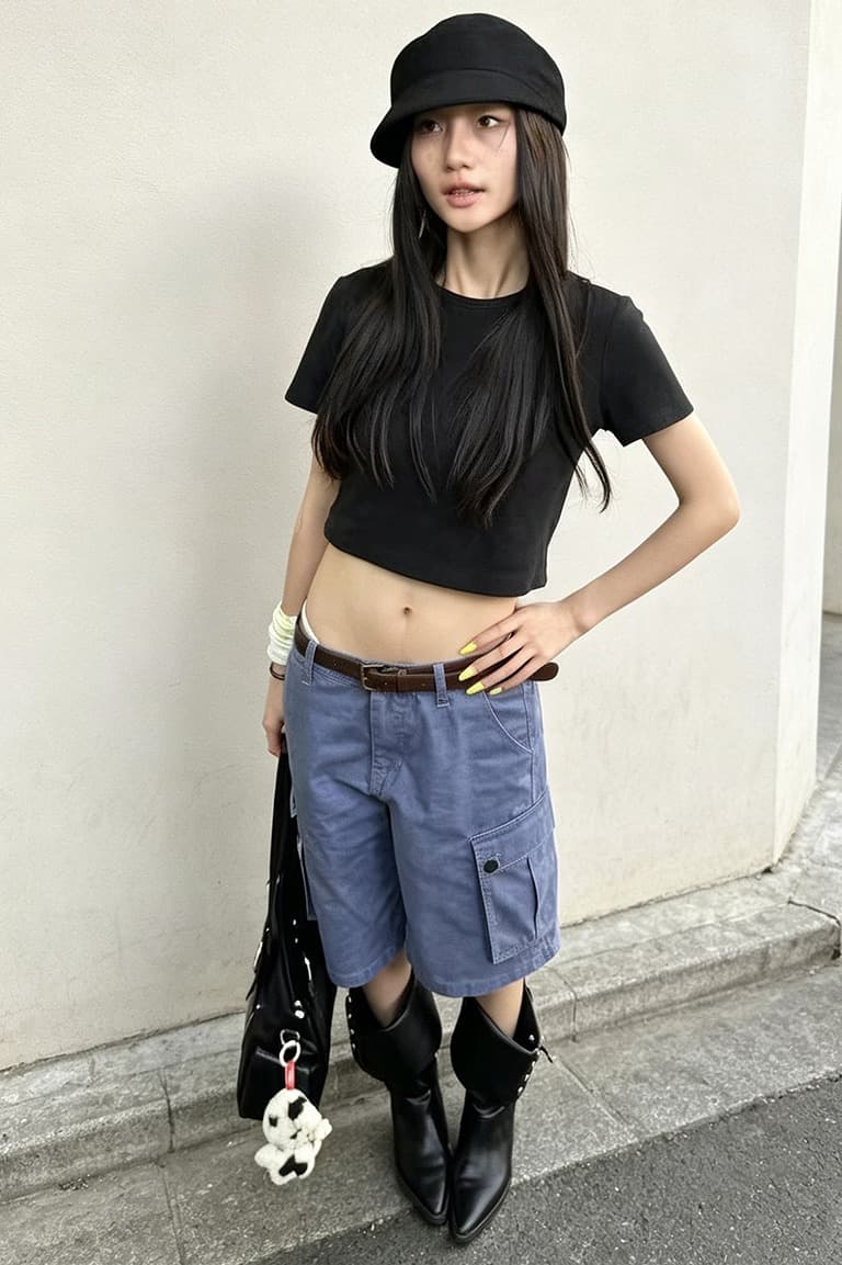 마 오래된 워크웨어 팬츠 여성 워시 물 면 복잡한 고대 법 일 블루 루즈핏 기타 주머니 워크웨어 바지 일본식 캐주얼 오부 바지 이미지 6