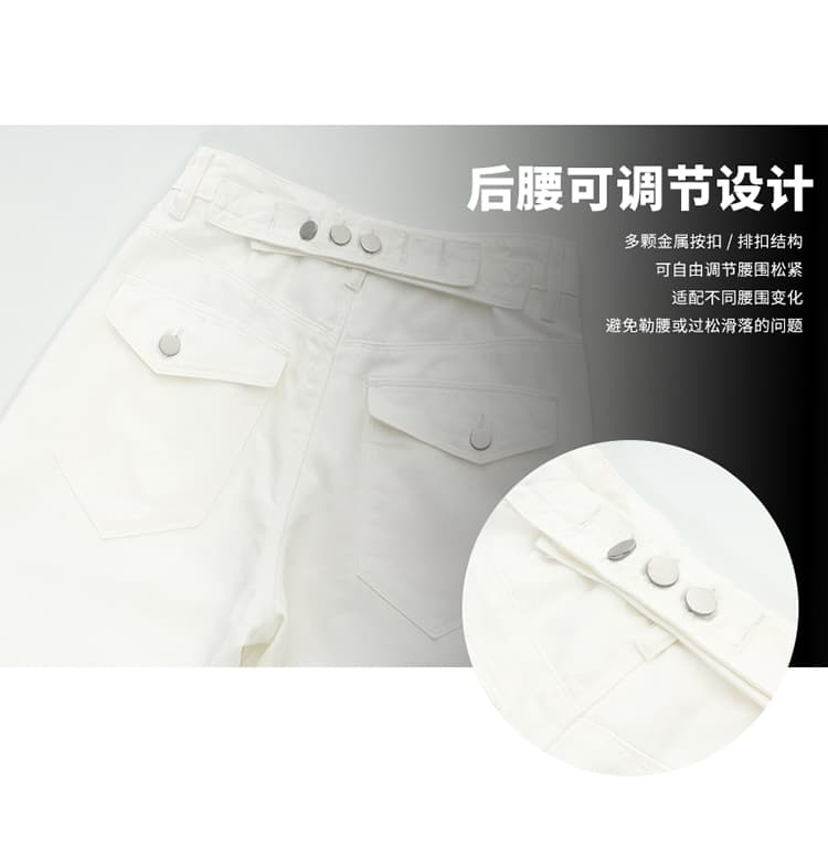남쪽 기름 높은 품질 레트로 대나무 마디 곡물 모통이 칼 긴 바지 여성 가을 새로운 하이웨이스트 조정 버클 핫걸 바닥 청소 바지 상세 이미지 5