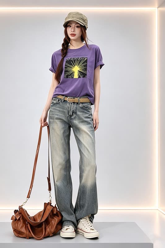 샤오홍 예약하기 생방송 추천 레트로 런던 지구 쉬운 부담하지 마세요. 상쾌 질감 신축성 스트레이트 청바지 여성 한국 이미지 6
