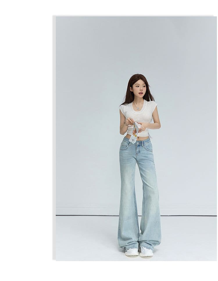 한 부서 2026 새로운 4 색 레트로 로우 웨이스트 청바지 아메리칸 핫걸 부츠컷 마이크로 폭탄 몸매 가꾸기 슬림해 보이는 긴 바지 상세 이미지 11
