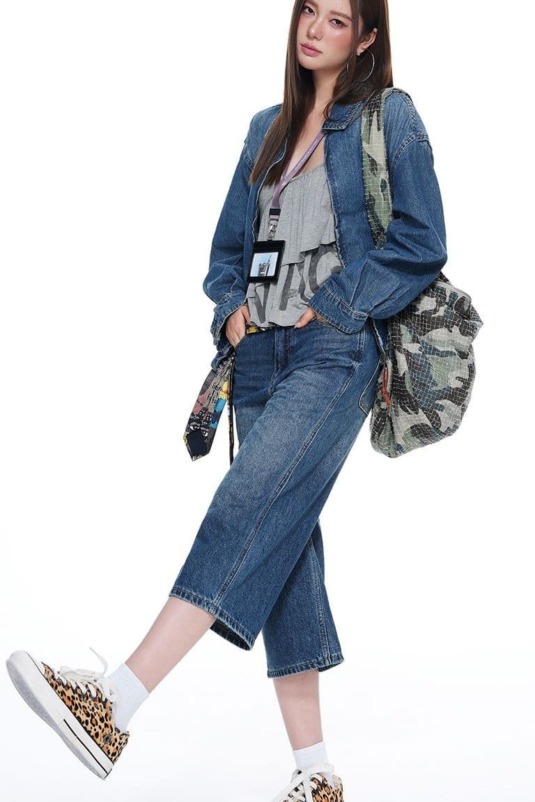 한국 동대문 여성 의류 2026 가을 겨울 신제품 루즈핏 프로필 모양 데님 재킷 달콤한 차가운 핫걸 다용도 재킷 이미지 6