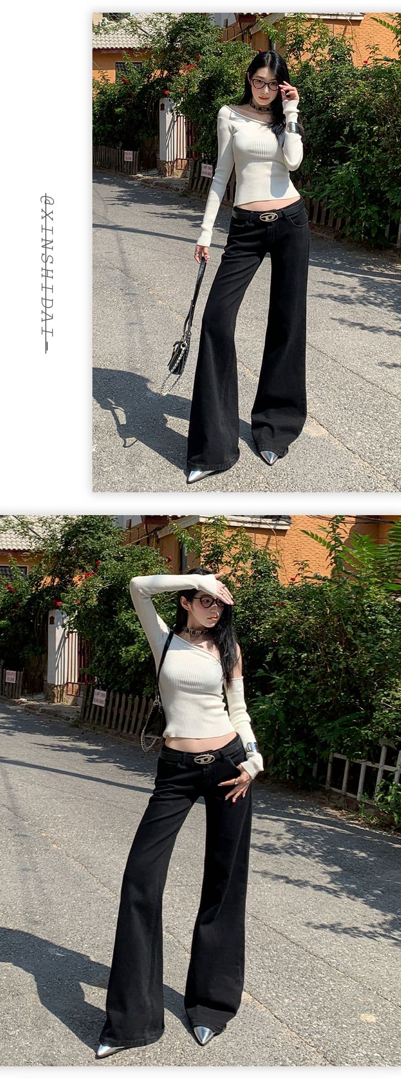 일본식 신제품 2026 가을 아메리칸 로우 웨이스트 길쭉한 비율 슬림해 보이는 워싱 부츠컷 청바지 상세 이미지 11
