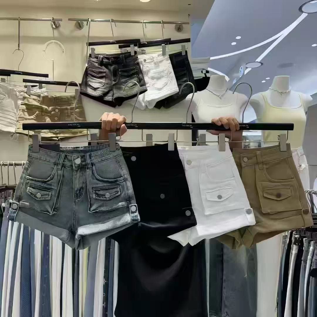 카키 색 뒤집다 측면 데님 반바지 여성 2026 새로운 한국 스타일 작은 키 미니멀리즘 다용도 핫걸 하이웨이스트 한 마디 바지 이미지 4