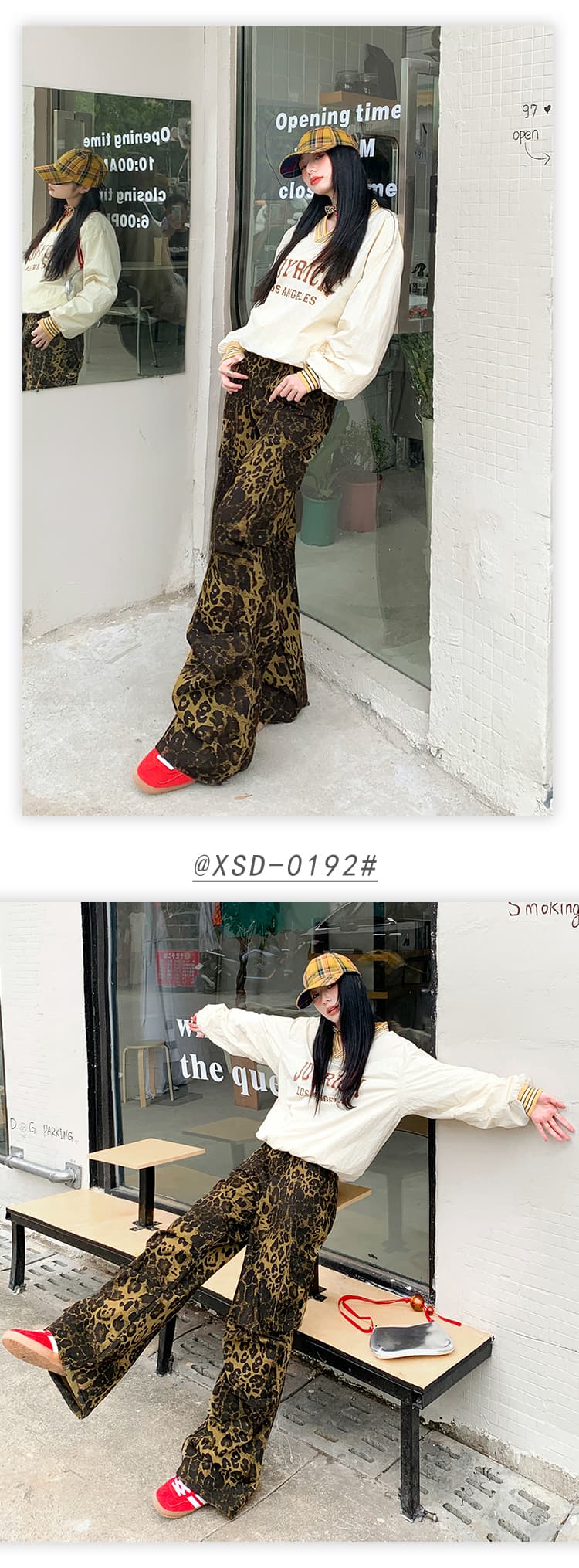 한국 싱글 신제품 26 가을 웃음 하 레오파드 무늬 워크웨어 빅 포켓 거리 수 있습니다. 조정 길이 연장 와이드 레그 팬츠 상세 이미지 15