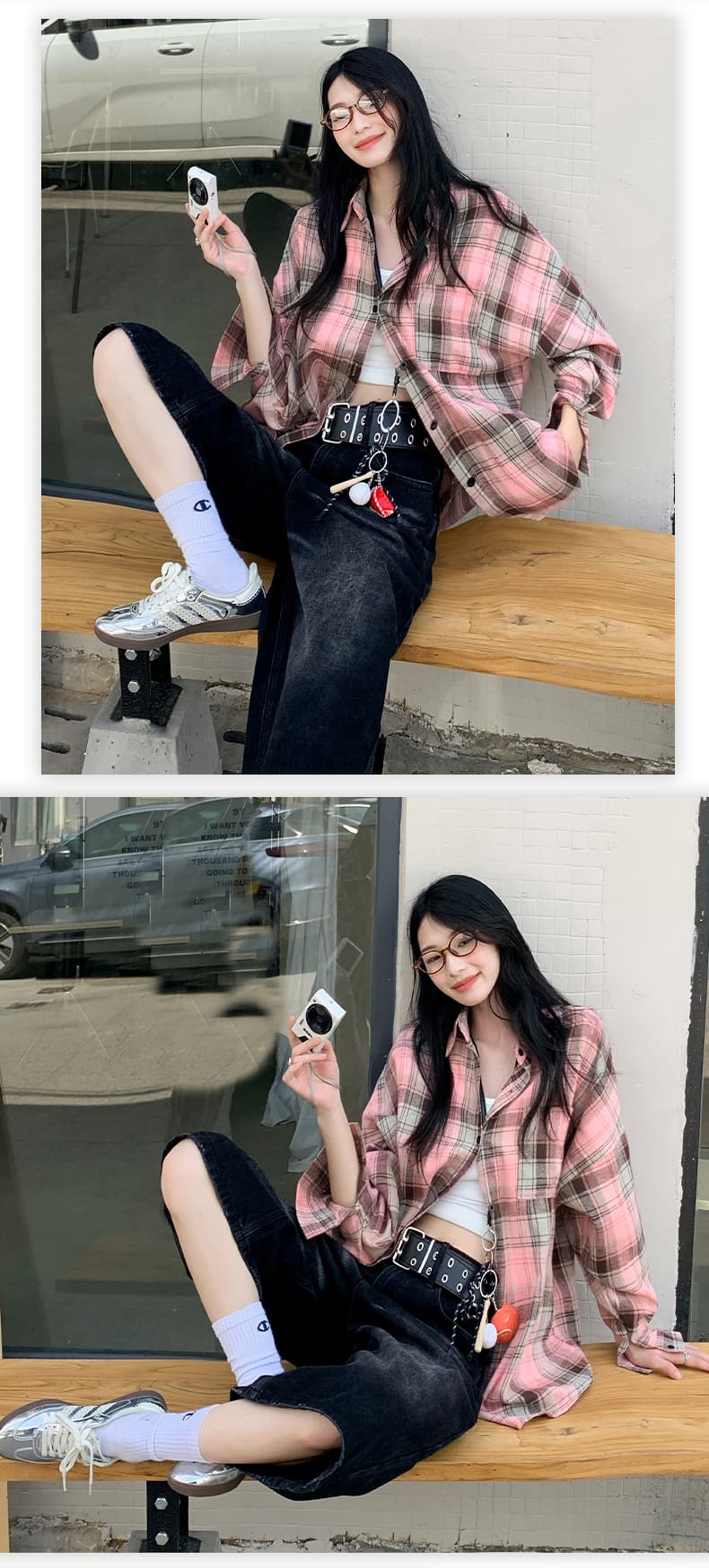 됐어. 개체 높은 품질 신제품 2026 가을 레트로 체크무늬 셔츠 여성 다용도 중간 길이 출퇴근 외부 가져 가라. 상세 이미지 17