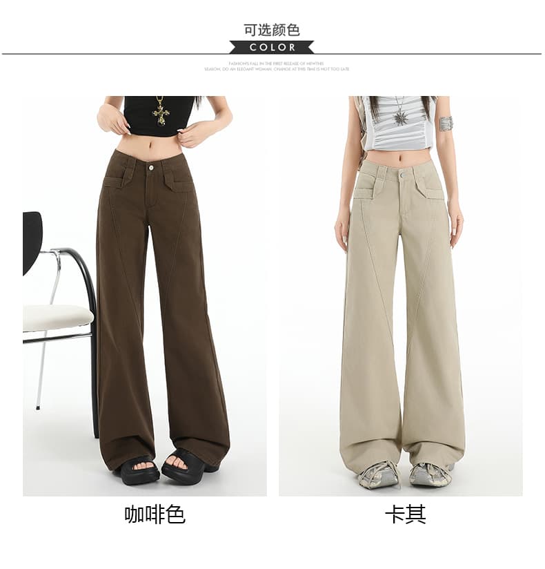 한 부서 26 가을 겨울 여성 의류 아메리칸 워크웨어 팬츠 카키 커피 색상 하이웨이스트 루즈핏 슬림해 보이는 작은 대중 스트레이트 캐주얼 긴 바지 상세 이미지 5