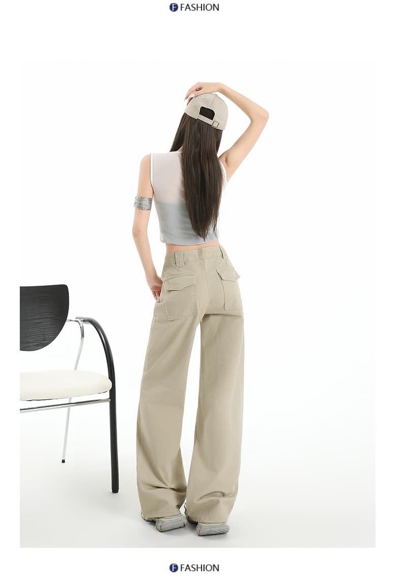 한 부서 26 가을 겨울 여성 의류 아메리칸 워크웨어 팬츠 카키 커피 색상 하이웨이스트 루즈핏 슬림해 보이는 작은 대중 스트레이트 캐주얼 긴 바지 상세 이미지 17