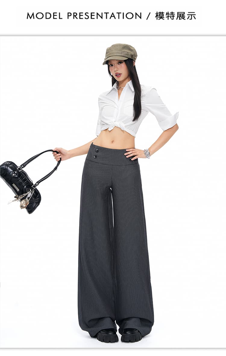 국경 간 가을 새로운 검정색 넓은 다리 정장 바지 여성 도루 센스 좋은 루즈핏 슬림해 보이는 일상 다용도 바닥 청소 캐주얼 바지 상세 이미지 9
