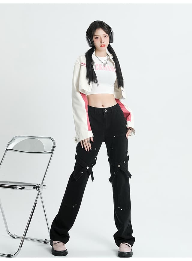 한 부서 vibe 높음 거리 바람 부츠컷 스트레이트 청바지 여성 봄 가을 유럽과 미국 ins 국가 트렌디 작은 대중 디자인 센스 긴 바지 상세 이미지 15