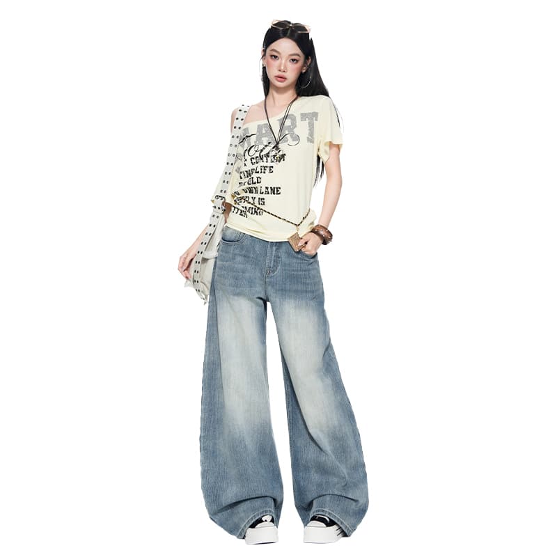 한국 동대문 여성 의류 아메리칸 로우 웨이스트 모통이 칼 청바지 여성 26 가을 대나무 마디 원단 루즈핏 트렌드 바지 이미지 5