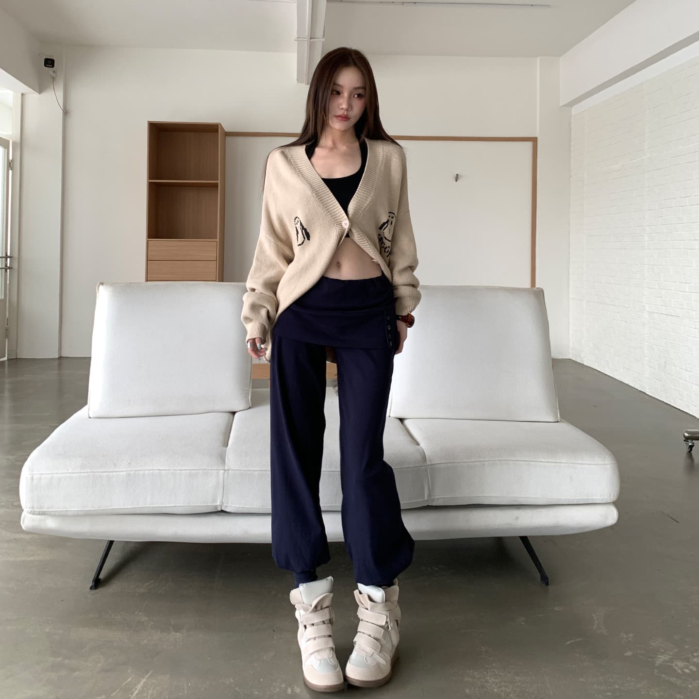 됐어. 개체 높은 품질 켜기 새로운 와 성별 A Pu 루이 바람 느긋한 느슨함 센스 귀신 소녀 프라임 연 조거 바지