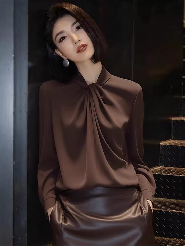 캐주얼 레트로 슬림해 보이는 셔츠 2026 봄 새로운 여성 의류 맨위 디자인 센스 작은 셔츠 슈퍼 잘 생긴 다용도 셔츠 상세 이미지 5