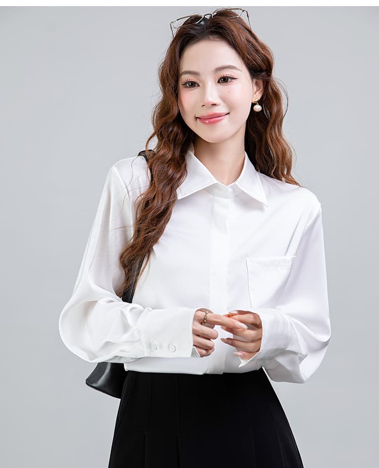 2026 봄 고급 센스 새틴 긴팔 여성 셔츠 루즈핏 품격 셔츠 디자인 센스 작은 대중 맨위 상세 이미지 19