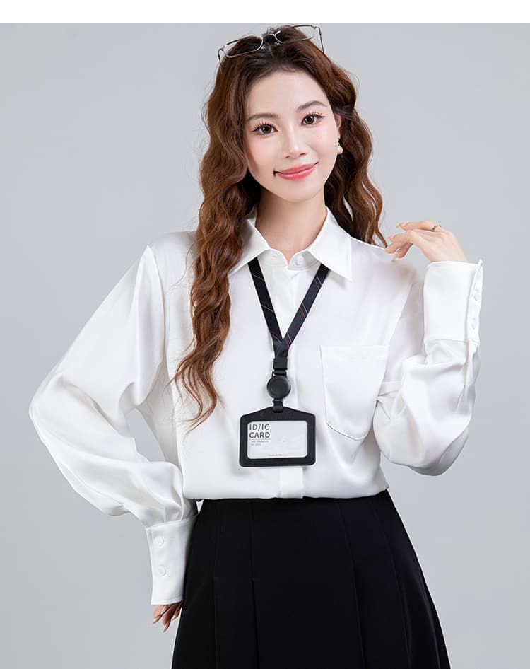 2026 봄 고급 센스 새틴 긴팔 여성 셔츠 루즈핏 품격 셔츠 디자인 센스 작은 대중 맨위 상세 이미지 22