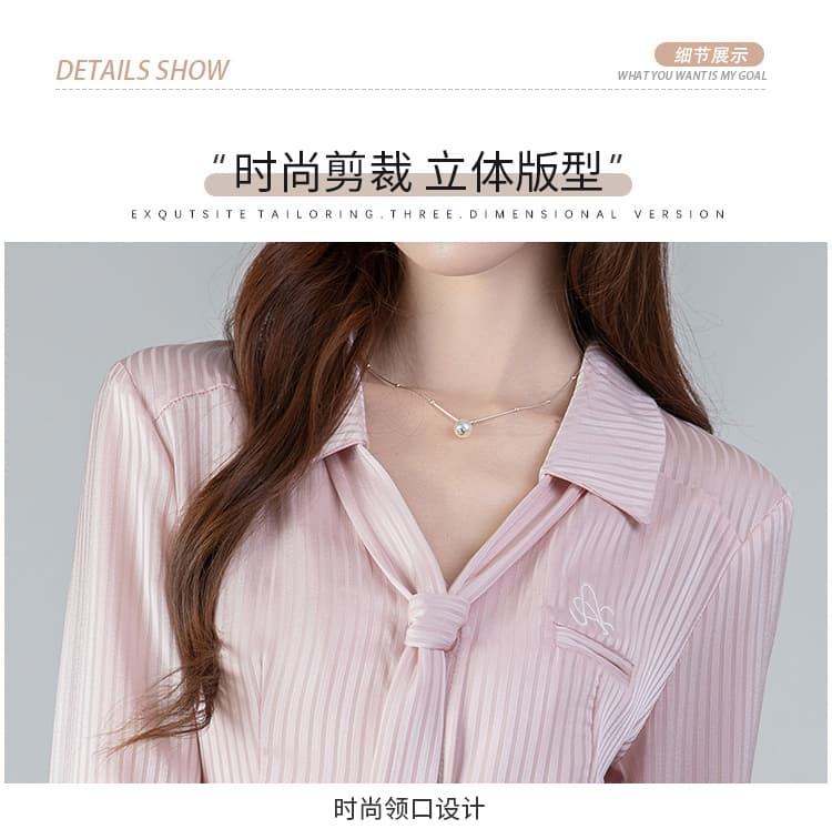 2026 실사 POLO 칼라 핫걸 봄 새로운 긴팔 셔츠 허리 수축 슬림해 보이는 단색 맨위 상세 이미지 4