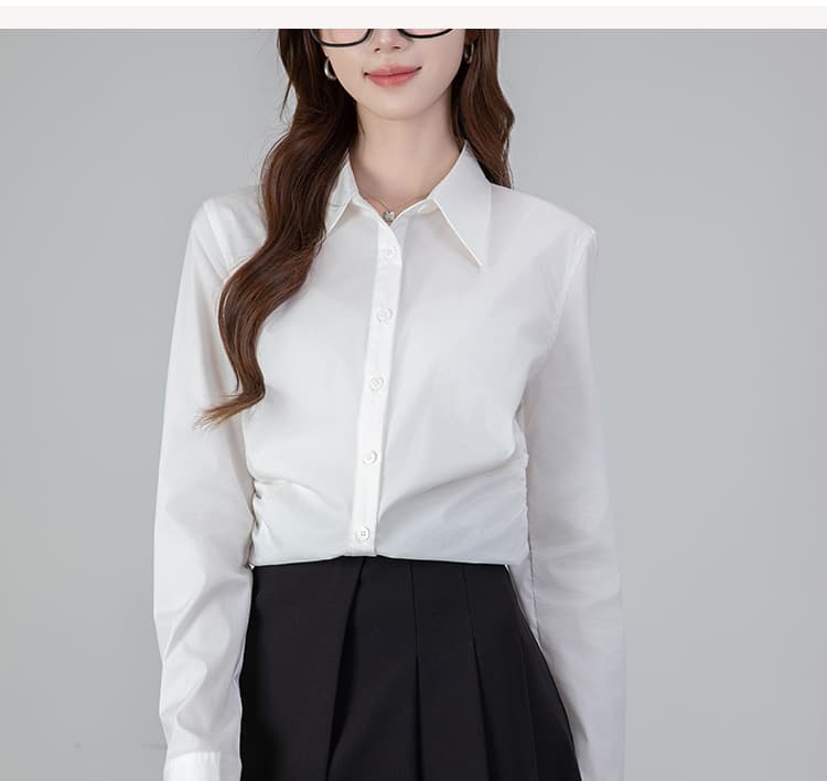 2026 실사 새로운 봄 세련된 레트로 품격 출퇴근 허리 수축 슬림해 보이는 셔츠 맨위 여성 상세 이미지 26