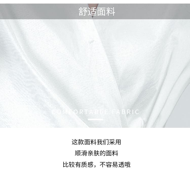 2026 실사 프랑스식 허리 수축 파란색 여성 셔츠 여름 새로운 반팔 V넥 불규칙 맨위 상세 이미지 7