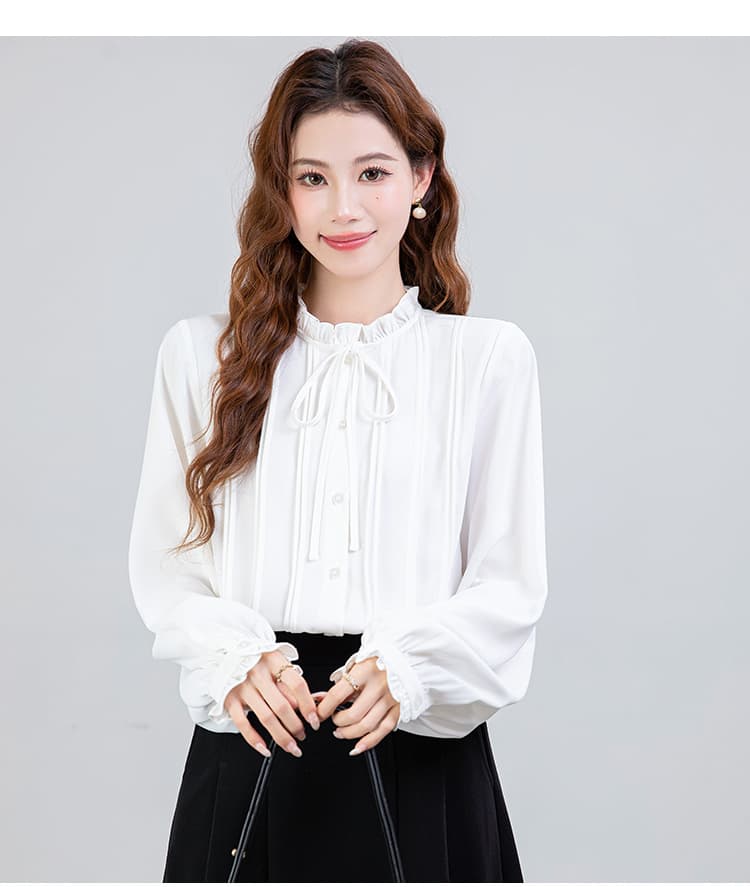 2026 가을 새로운 프랑스식 프릴 화이트 여성 셔츠 디자인 센스 품격 인사이드 가져 가라. 스택 착용 맨위 상세 이미지 13