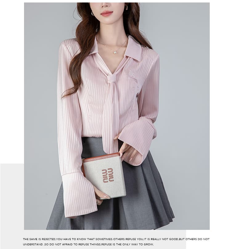 2026 실사 POLO 칼라 핫걸 가을 새로운 긴팔 셔츠 허리 수축 슬림해 보이는 단색 맨위 상세 이미지 15
