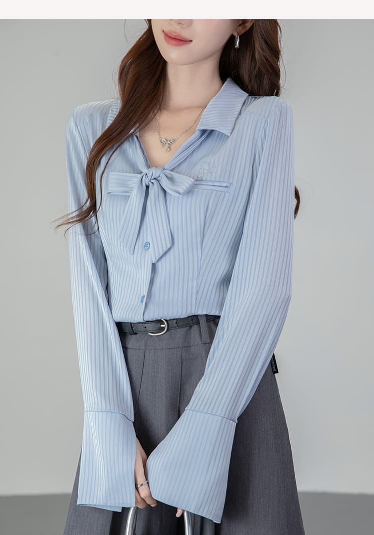 2026 실사 POLO 칼라 핫걸 가을 새로운 긴팔 셔츠 허리 수축 슬림해 보이는 단색 맨위 상세 이미지 27