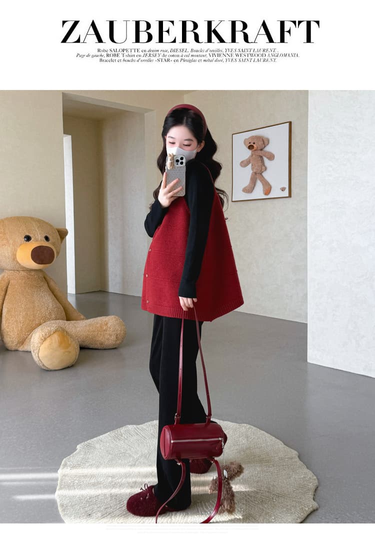실사 지금 지금 임산부 가을 의상 2026 새로운 봄과 가을 패션 외국 가스 루즈핏 베스트 맨위 바지 세트 상세 이미지 29